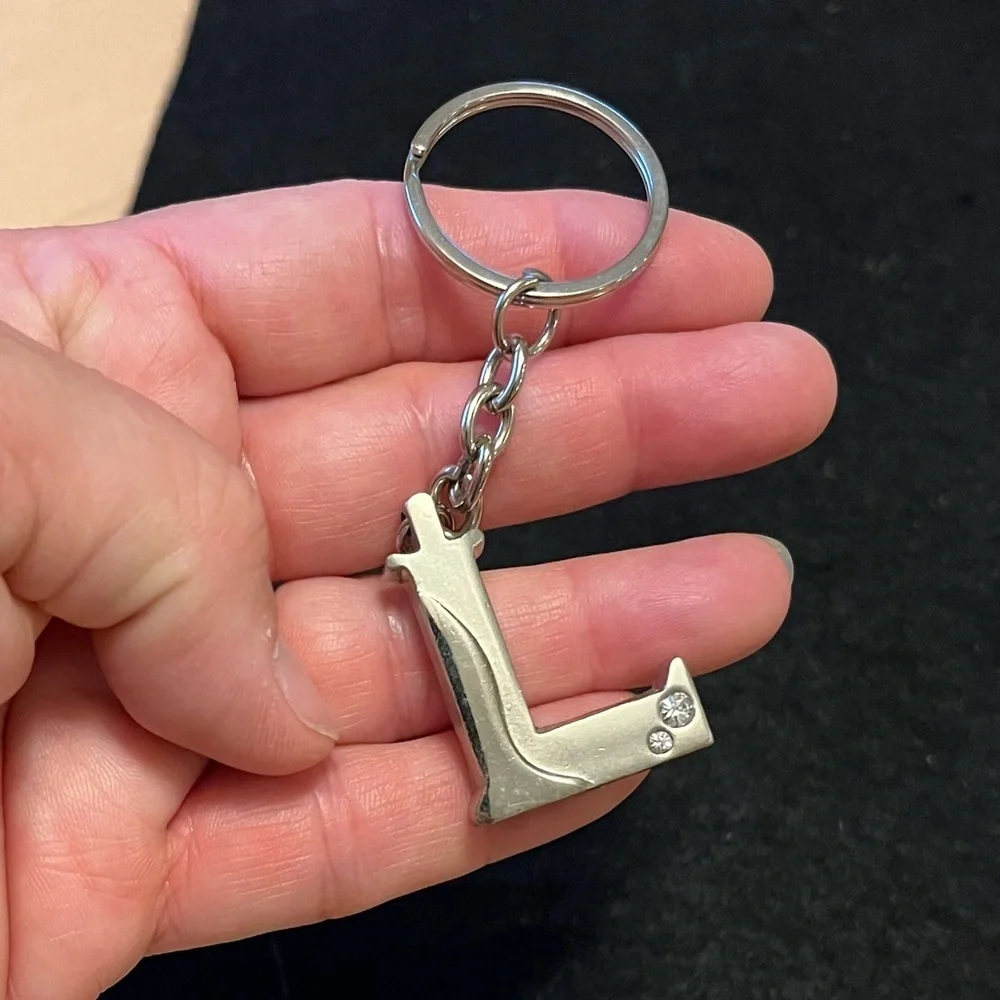 Silver Initial 'L' Keychain